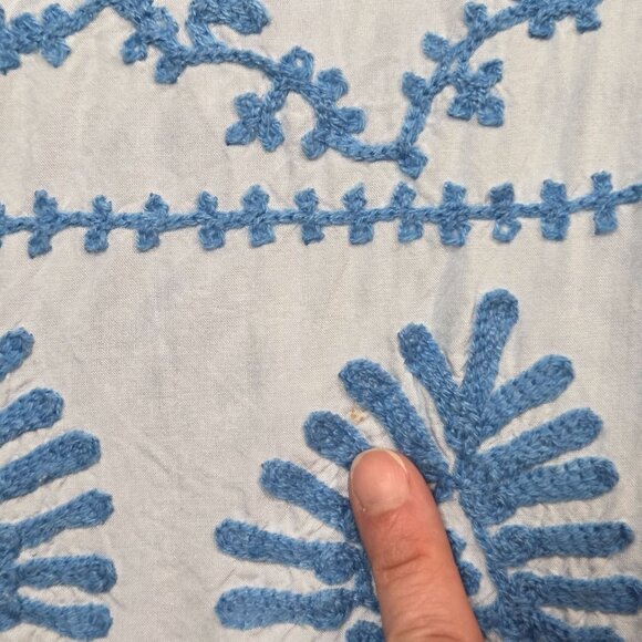 Pranella Aggie Dress Womens Small Blue Embroidered Fringe Boho Beach Cover Up - Picture 4 of 10